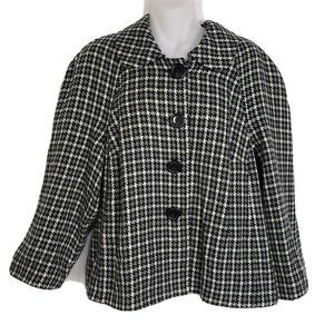 Briggs New York Womens Jacket Size 16 Button Black Lined Wool Blend Coat Career